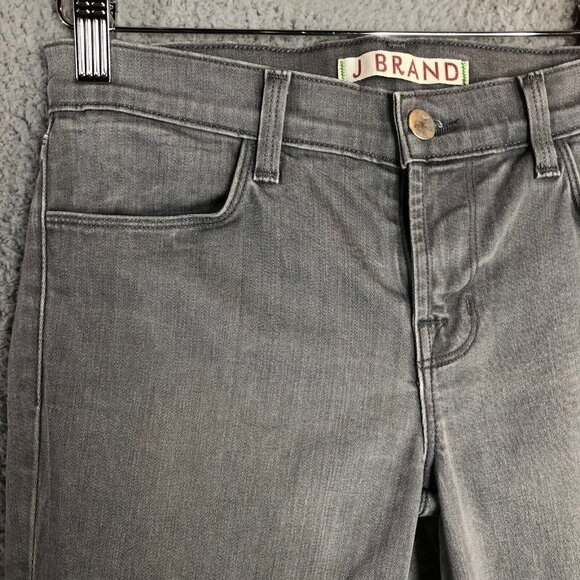 J Brand Distressed Gray Ankle Zip Low Rise Skinny Jeans Women's Size 26 - Picture 4 of 11
